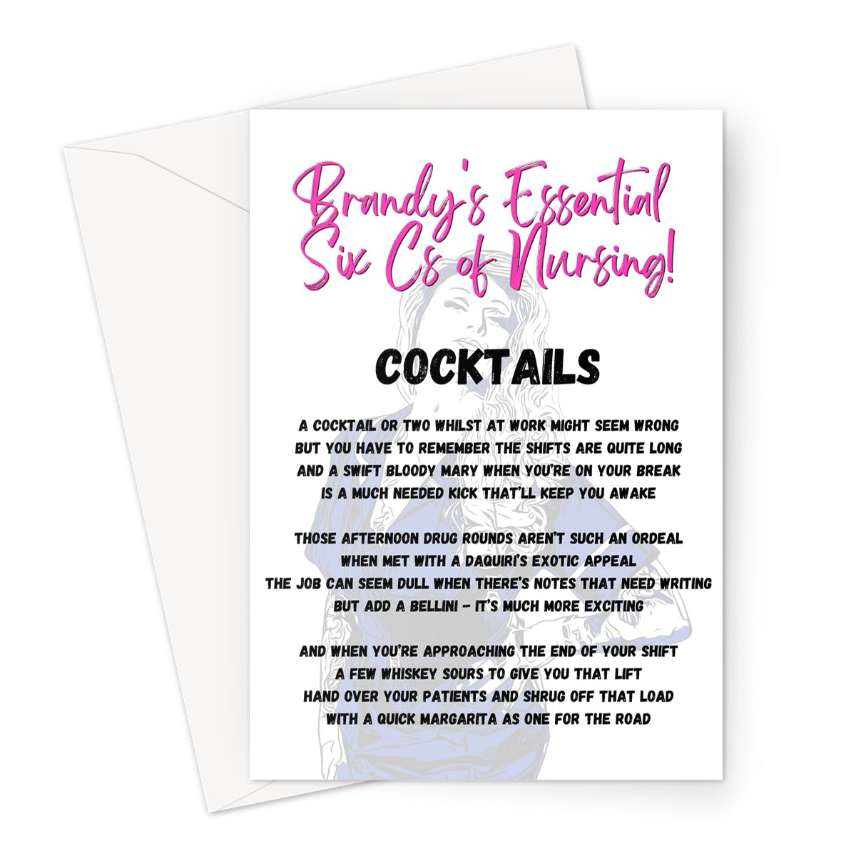 COCKTAILS | The 6 Cs of Nursing | Blank Greeting Card – allthatbex